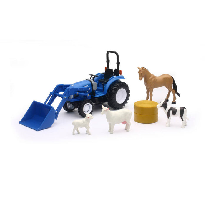 1/20 New Holland Boomer 55 with Loader and Animals by New Ray 05735B