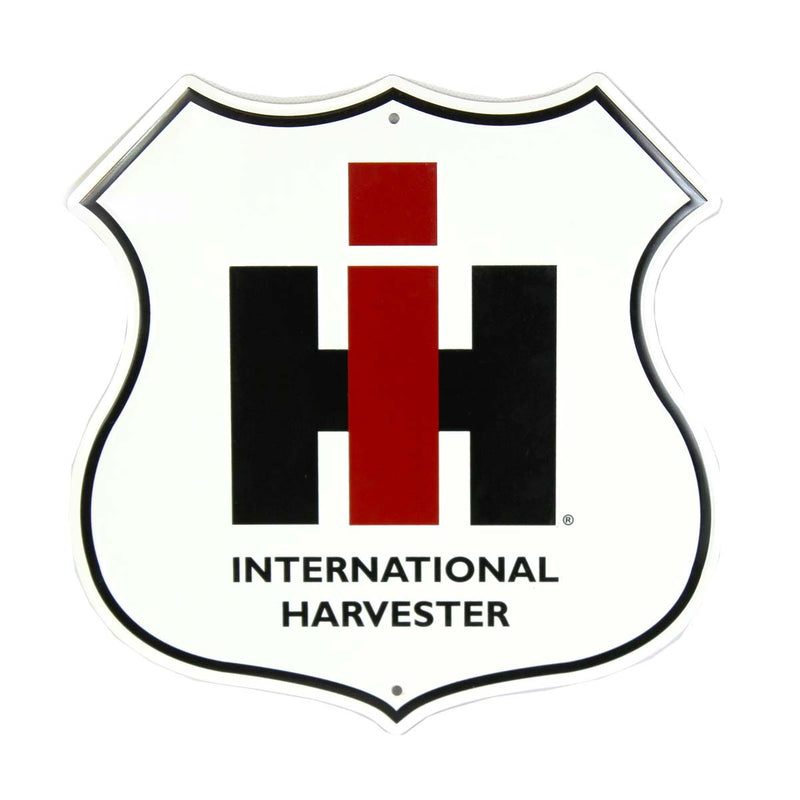 IH Logo Embossed Highway Badge Tin Sign 12in x 12in