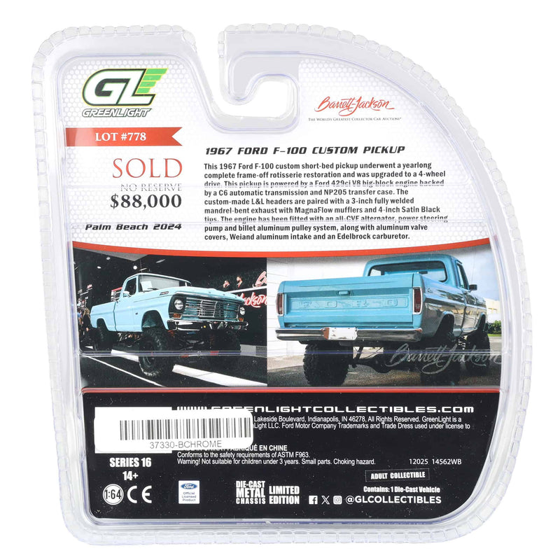 Raw Chase Unit ~ 1/64 1967 Ford F-100 Custom Pickup Truck, Palm Beach 2024, Barrett-Jackson Series 16