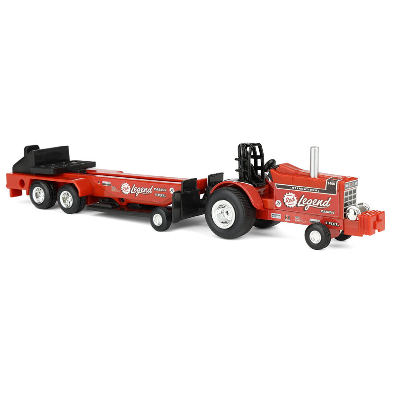 Set of 2 ~ 1/64 International Harvester "Red Legend" & "USA 250" Pulling Tractors with Sleds by ERTL