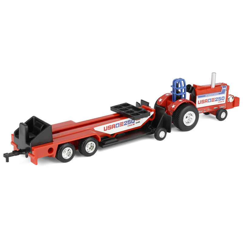 1/64 International Harvester "USA 250" Stars & Stripes Pulling Tractor with Sled by ERTL