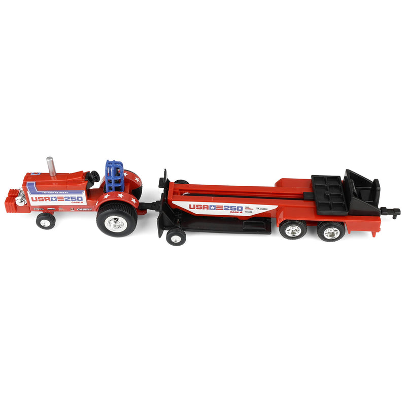 1/64 International Harvester "USA 250" Stars & Stripes Pulling Tractor with Sled by ERTL