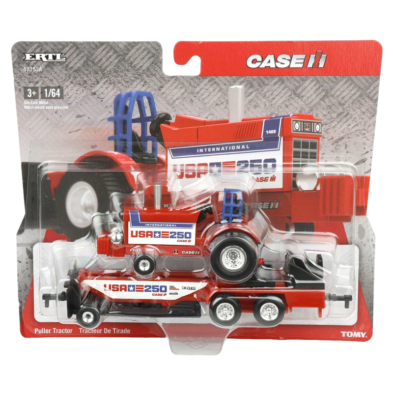 1/64 International Harvester "USA 250" Stars & Stripes Pulling Tractor with Sled by ERTL