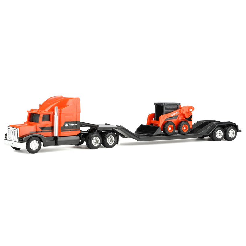 1/64 Orange Kubota Semi Truck with Flatbed Trailer & Kubota Skid Steer by ERTL
