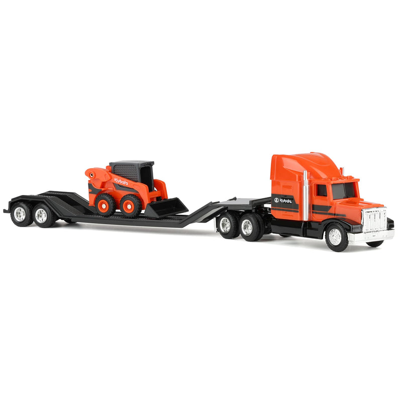 1/64 Orange Kubota Semi Truck with Flatbed Trailer & Kubota Skid Steer by ERTL