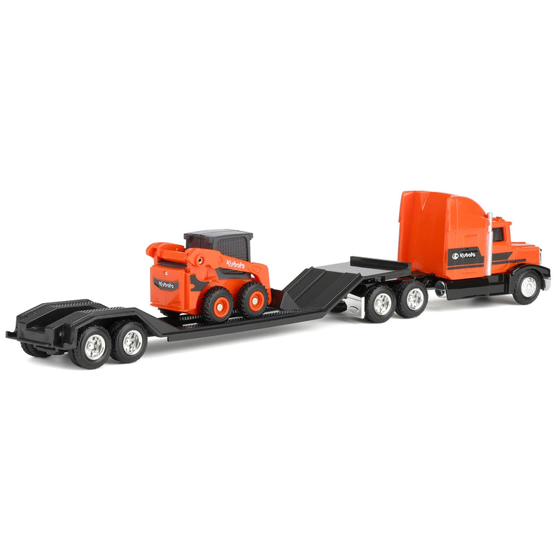 1/64 Orange Kubota Semi Truck with Flatbed Trailer & Kubota Skid Steer by ERTL