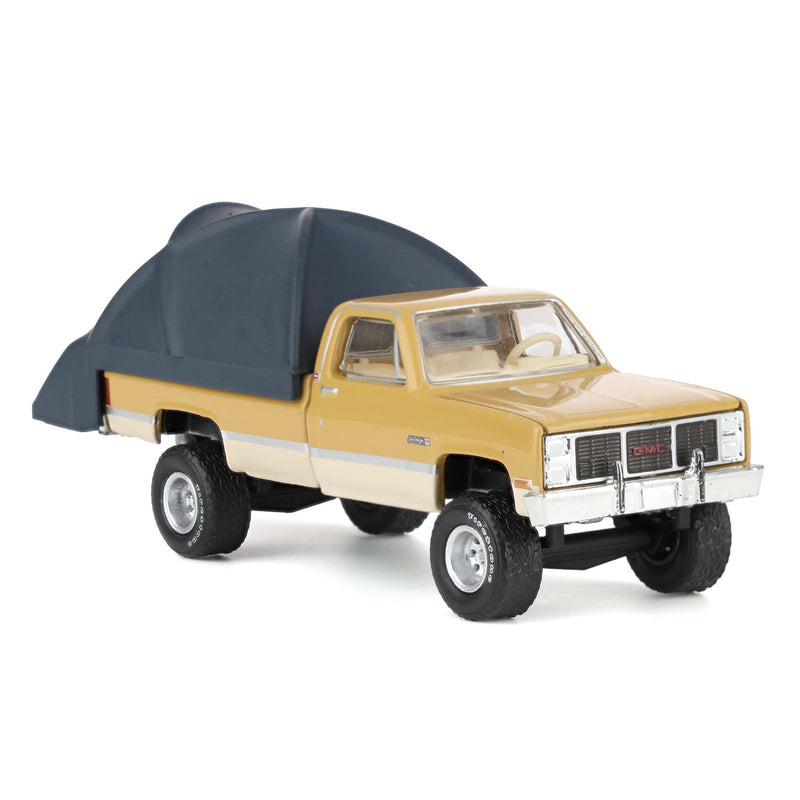 1/64 1986 GMC Sierra Lifted, Desert Sand & Doeskin Tan with Modern Truck Bed Tent, The Great Outdoors Series 4