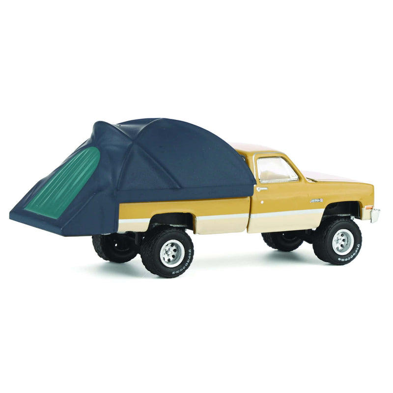 1/64 1986 GMC Sierra Lifted, Desert Sand & Doeskin Tan with Modern Truck Bed Tent, The Great Outdoors Series 4