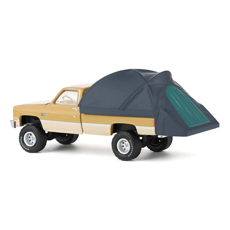 1/64 1986 GMC Sierra Lifted, Desert Sand & Doeskin Tan with Modern Truck Bed Tent, The Great Outdoors Series 4