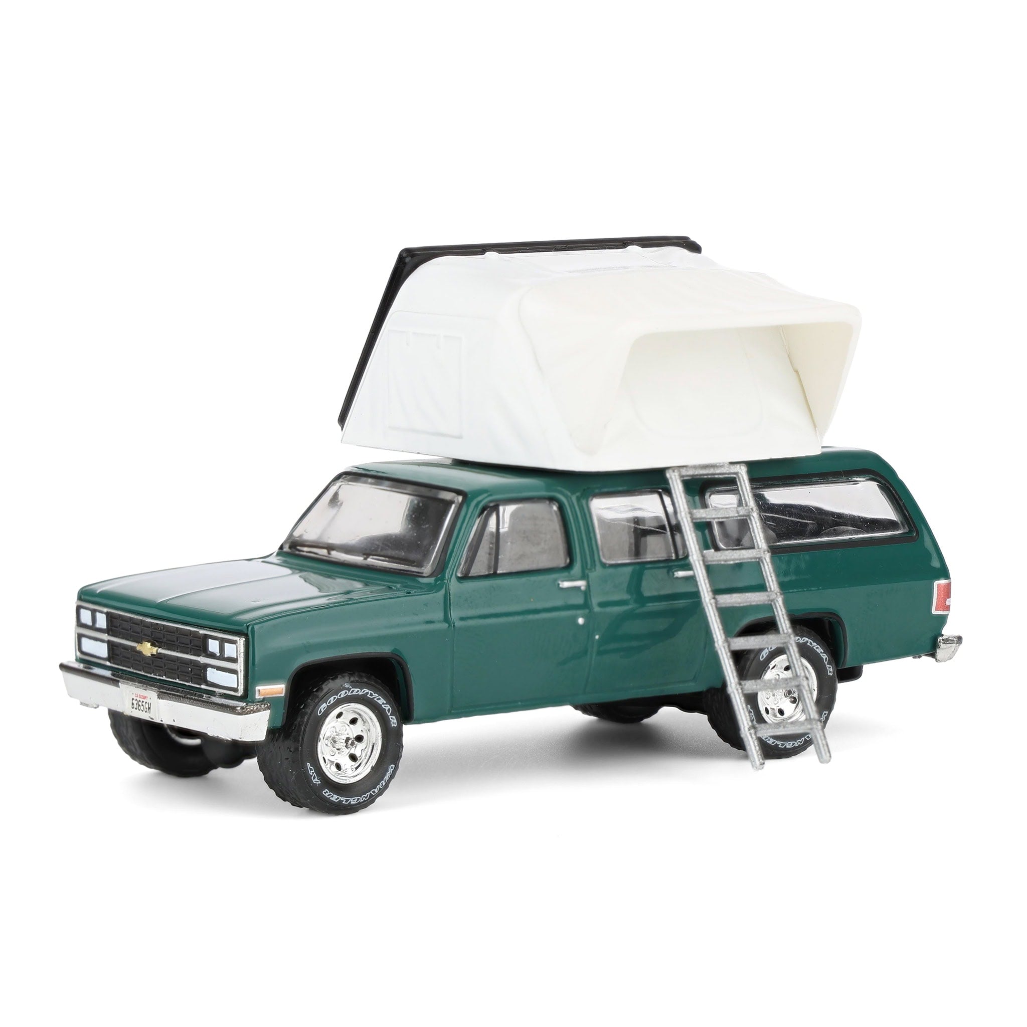 1/64 1990 Chevrolet Suburban, Green with Modern Rooftop Camper