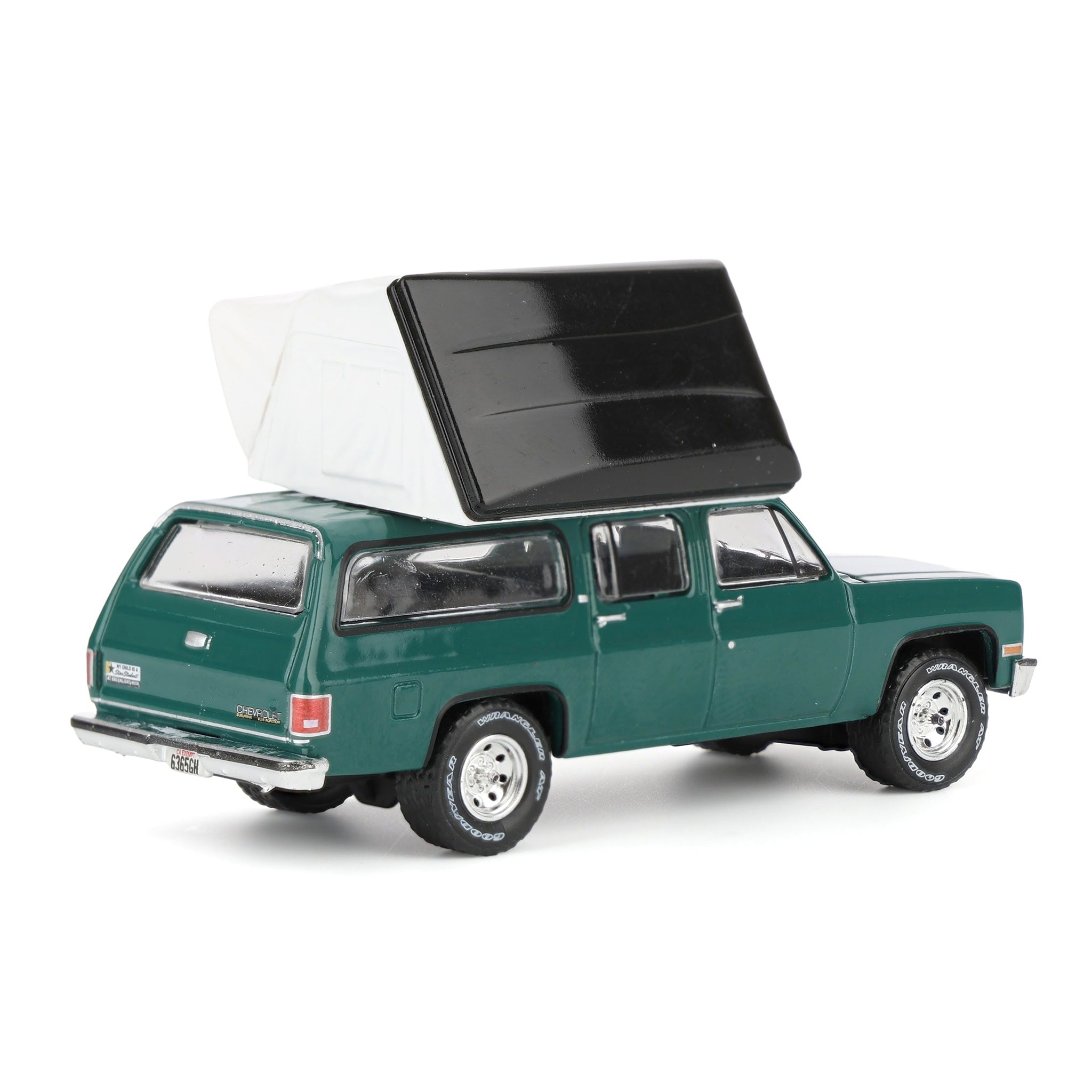 1/64 1990 Chevrolet Suburban, Green with Modern Rooftop Camper