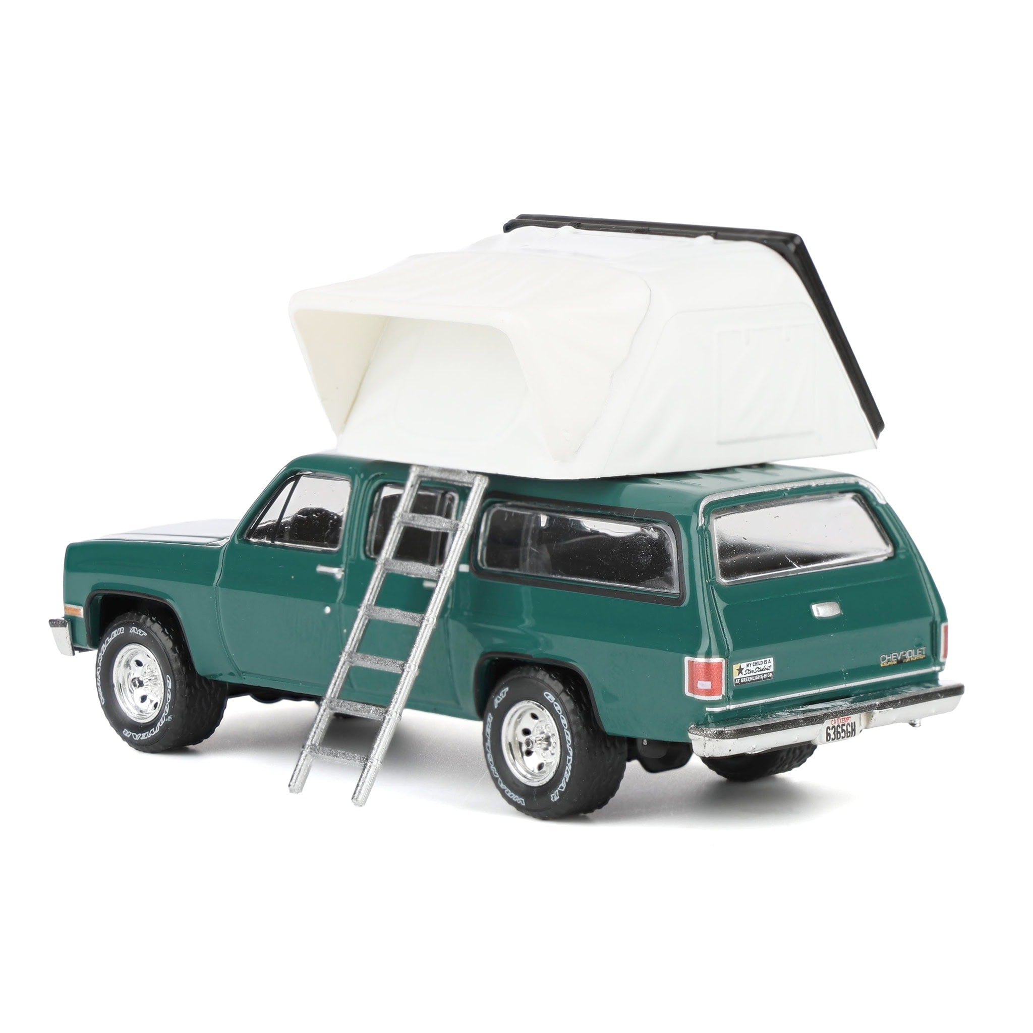 1/64 1990 Chevrolet Suburban, Green with Modern Rooftop Camper