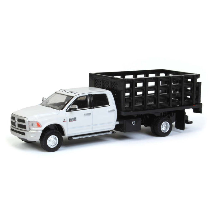 1/64 White 2018 Ram 3500 Dually with Black Stake Bed, Outback Toys Exclusive