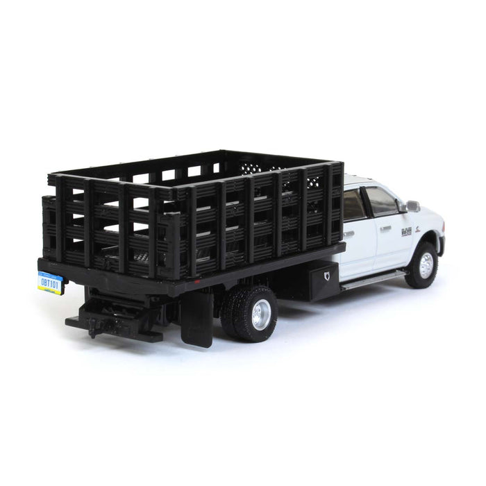 1/64 White 2018 Ram 3500 Dually with Black Stake Bed, Outback Toys Exclusive