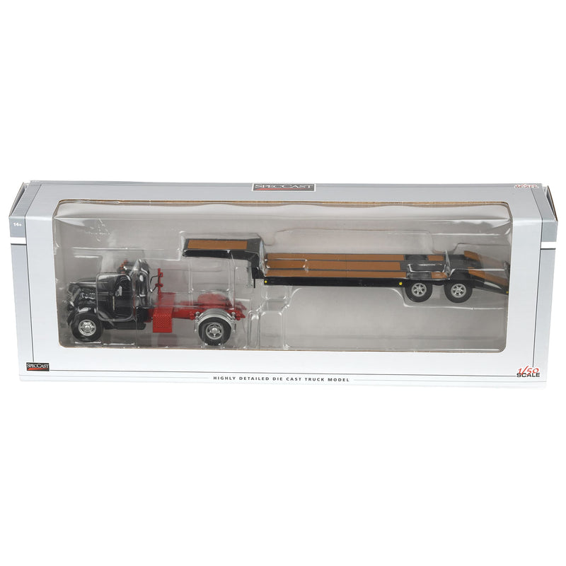 1/50 Black International KB-8 with Tandem Axle Lowboy Trailer