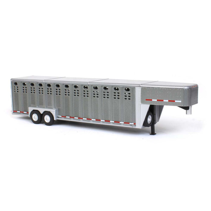 1/64 Gun Metal Gray Metallic 3 Hole 30' Tandem Gooseneck Trailer, Exclusive Production