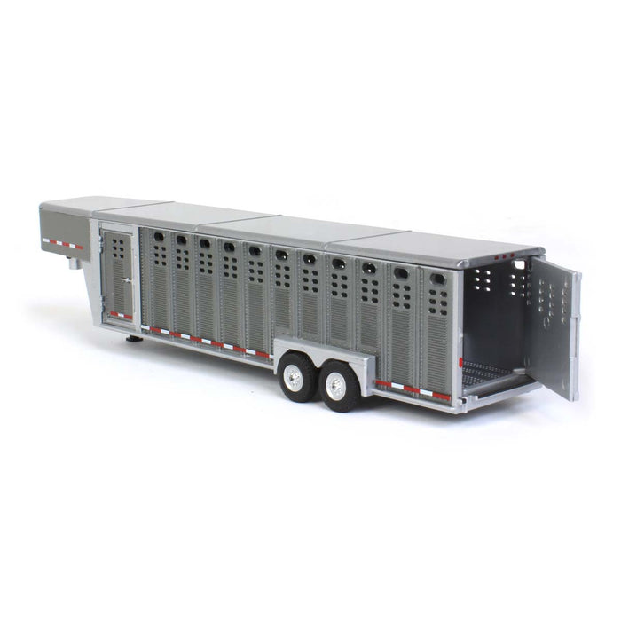 1/64 Gun Metal Gray Metallic 3 Hole 30' Tandem Gooseneck Trailer, Exclusive Production