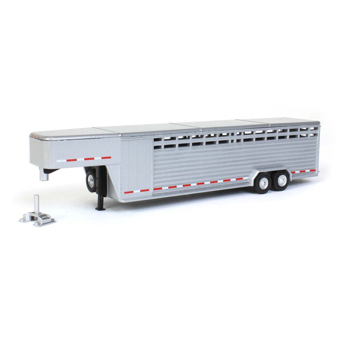 1/64 Polished Aluminum Two Slat 30' Tandem Axle Gooseneck Trailer