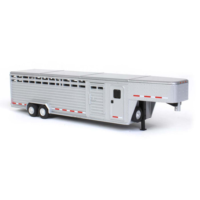 1/64 Polished Aluminum Two Slat 30' Tandem Axle Gooseneck Trailer