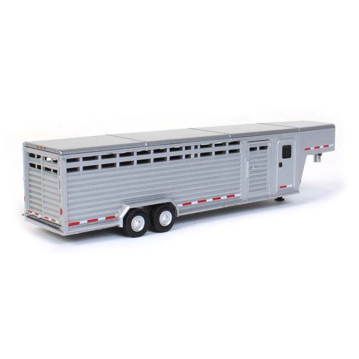 1/64 Polished Aluminum Two Slat 30' Tandem Axle Gooseneck Trailer