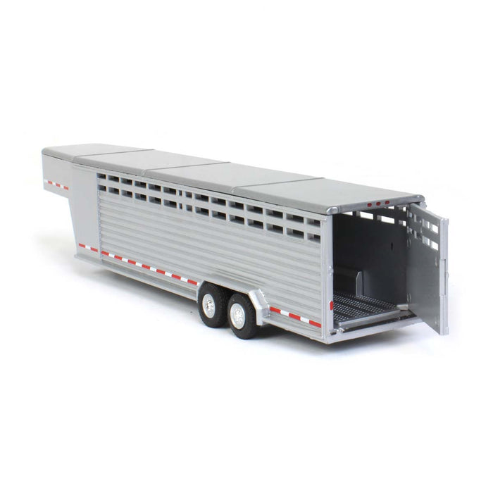 1/64 Polished Aluminum Two Slat 30' Tandem Axle Gooseneck Trailer