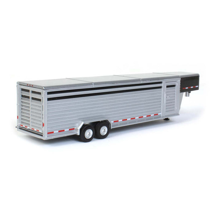 1/64 Glossy Black Continuous Slat 30' Tandem Axle Gooseneck Trailer