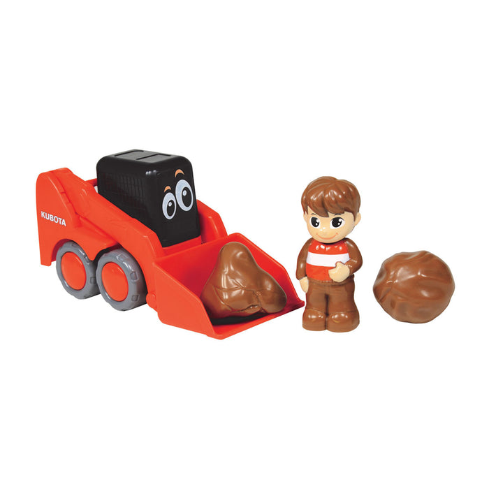 Kubota Skid Loader with Figure and Boulders, Plastic Kids Toy