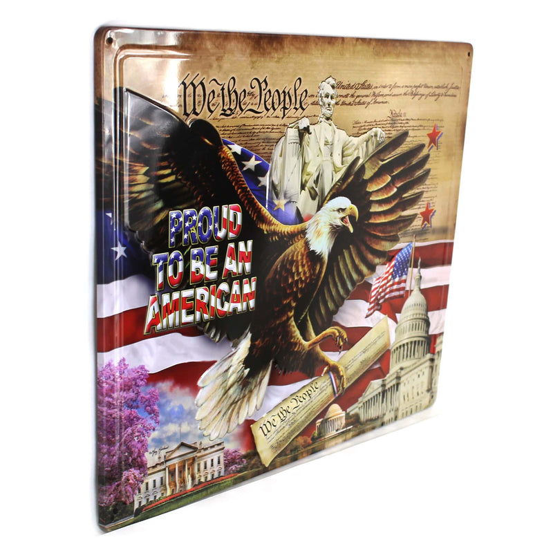 We the People, Proud to Be an American 17in x 12in Tin Sign