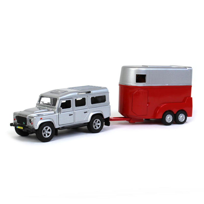 Toy Farm Land Rover 1/32 Land Rover Defender with Horse Trailer and 2 Horses — Outback Toys