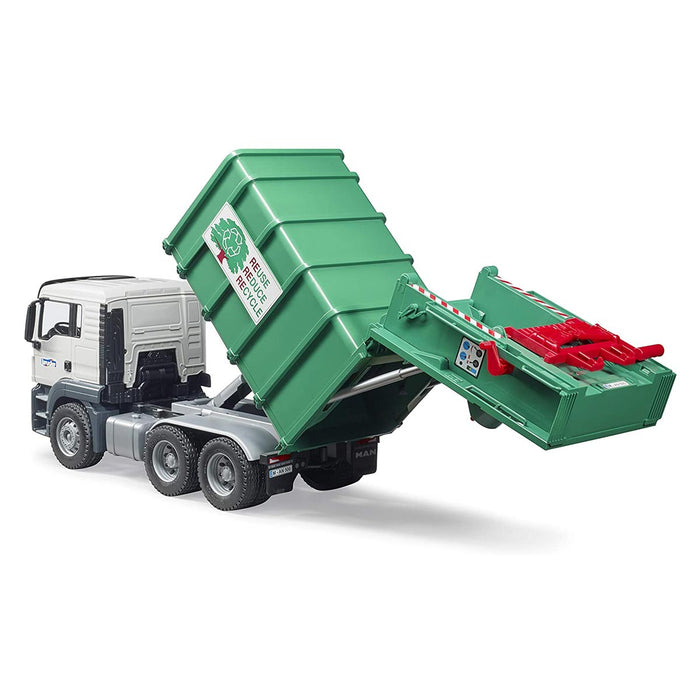 1/16 MAN TGS Rear Loading Garbage Truck, Green by Bruder