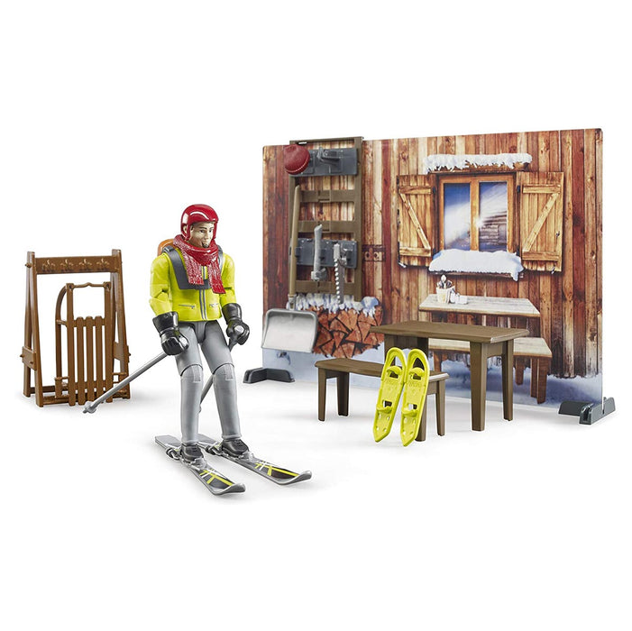 1/16 Bworld Mountain Hut with Snowmobile and Figure by Bruder