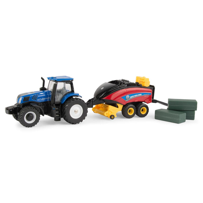 1/64 New Holland T8.380 Tractor with 330 Big Square Baler with 3 Bales