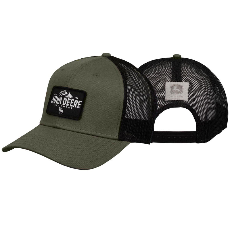John Deere Dark Olive Green Twill Cap with Black Mesh Back