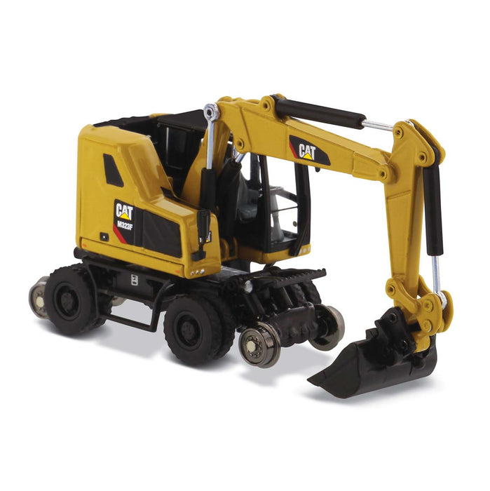1/87 Caterpillar M323F Railroad Wheeled Excavator, CAT Yellow Version with 3 Tools