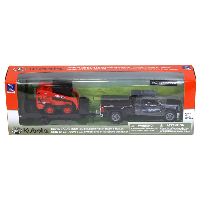 1/43rd Chevy Pickup with Kubota SSV65 Skid Steer on a Trailer