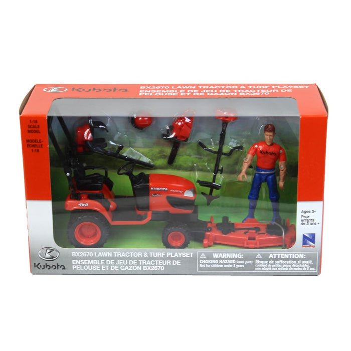 1/18 Kubota BX2670 Lawn Tractor with Figure & Accessories by New Ray