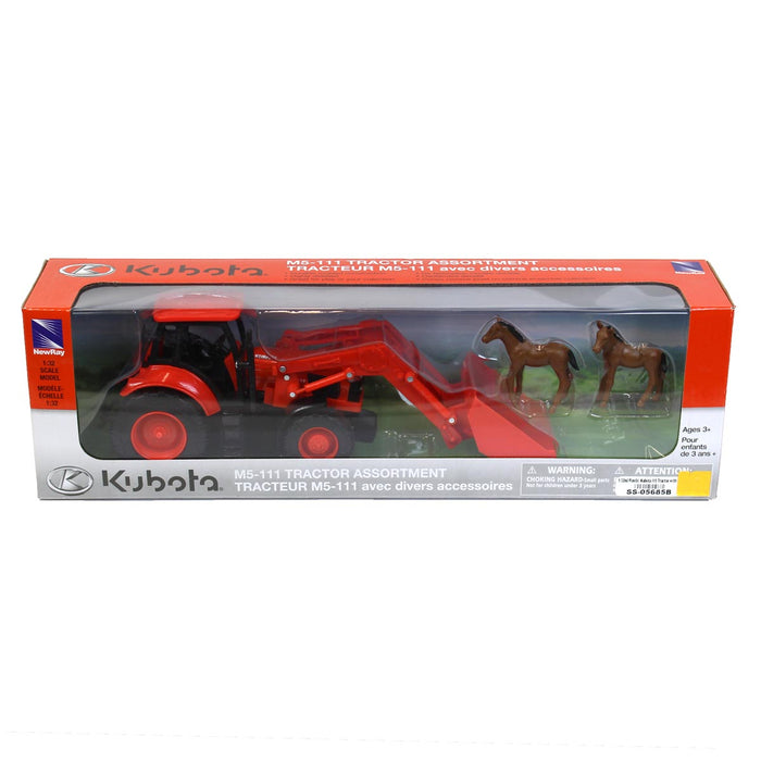 1/32 Kubota M5 Tractor with Loader & Horses by New Ray AS-05685