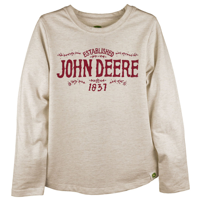 Children's John Deere Established 1837 Long Sleeve Oatmeal Heather T-Shirt