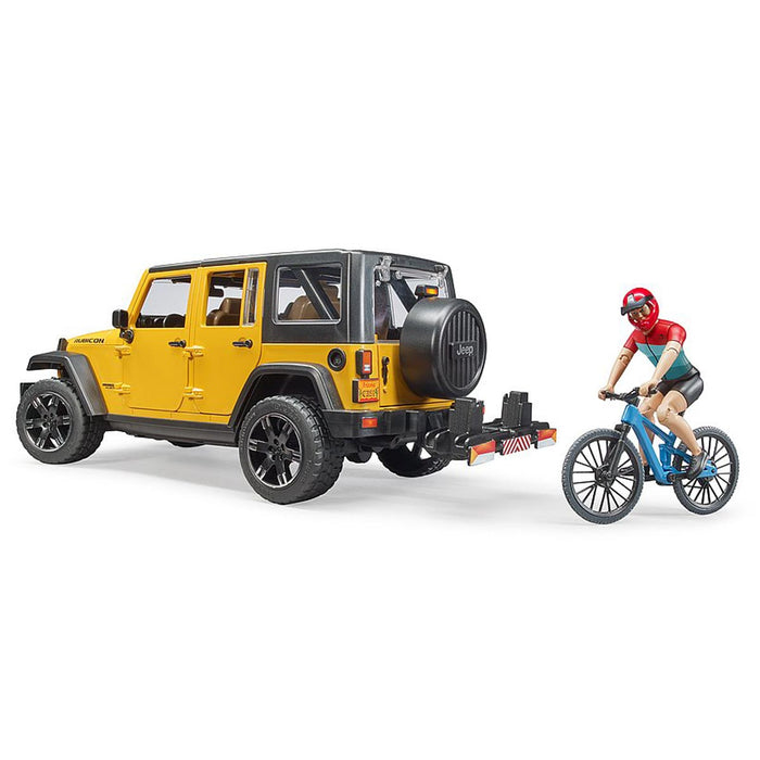 1/16 Yellow Jeep Wrangler Rubicon with Mountain Bike and Figure by Bruder