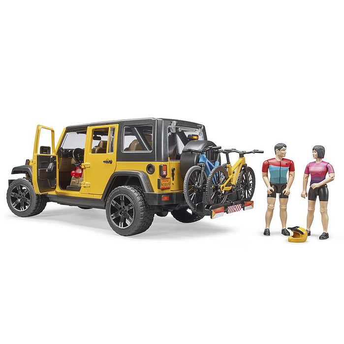 1/16 Yellow Jeep Wrangler Rubicon with Mountain Bike and Figure by Bruder