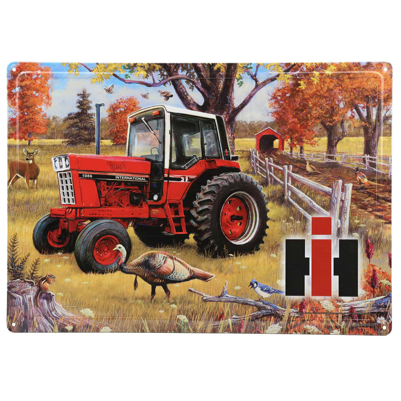 IH International 1086 Cab Tractor with Wildlife Embossed Metal Sign, 16.75in x 12in