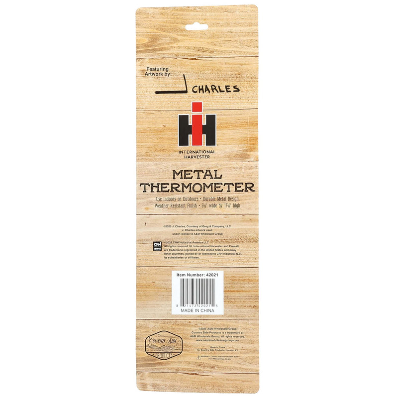 IH McCormick Farmall H Tractor Scene Metal Thermometer, 5.125in x 17.375in