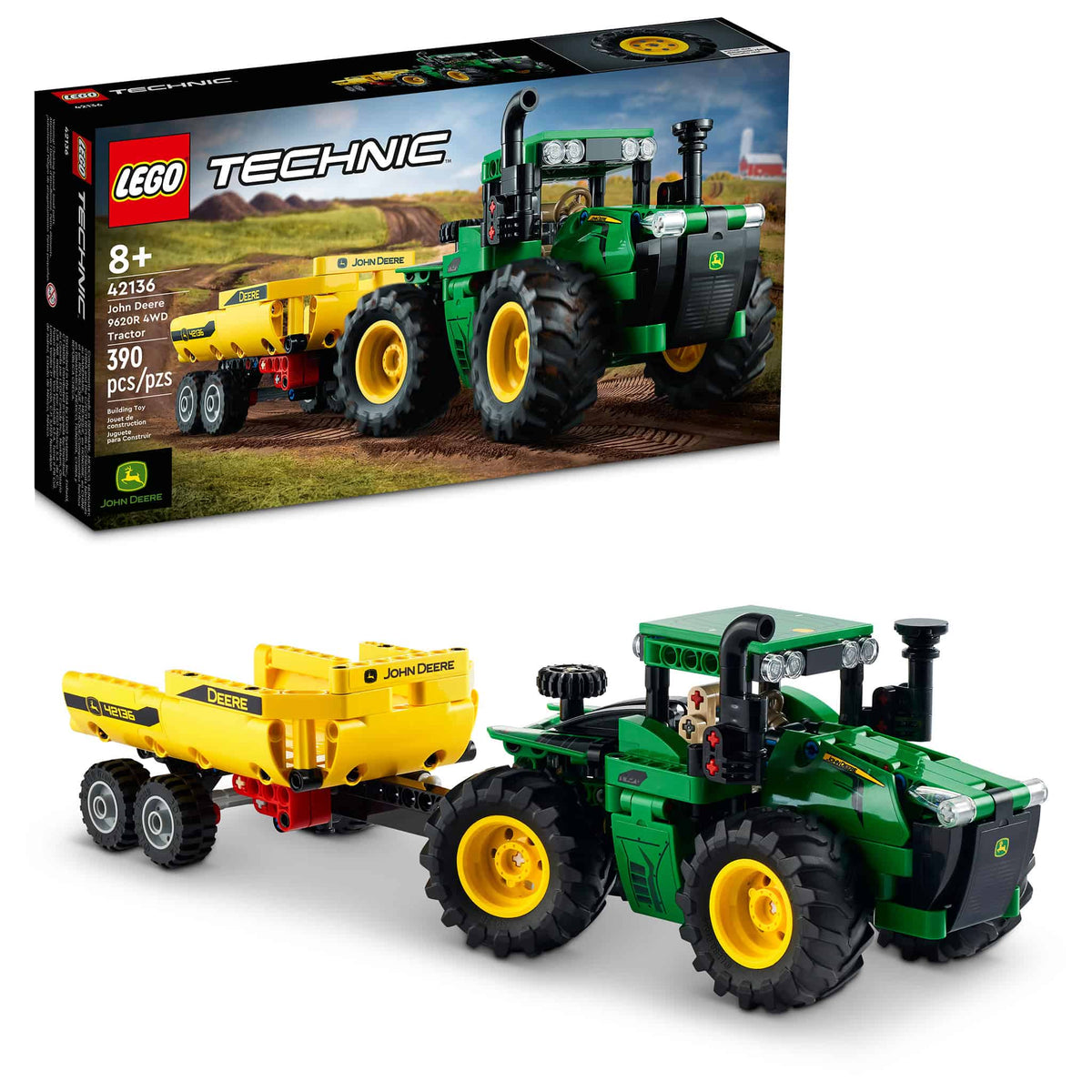 LEGO® Technic™ John Deere 9620R 4WD Tractor Building Toy Set, 390