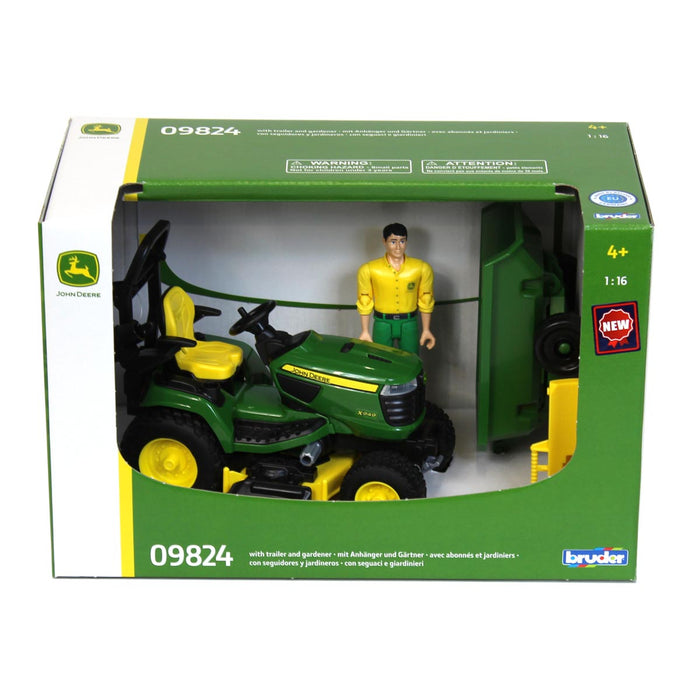 1/16 Bruder John Deere X949 Lawn Tractor with Trailer and Gardener