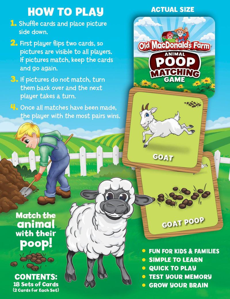 Old MacDonald's Farm Animal Poop Matching Game