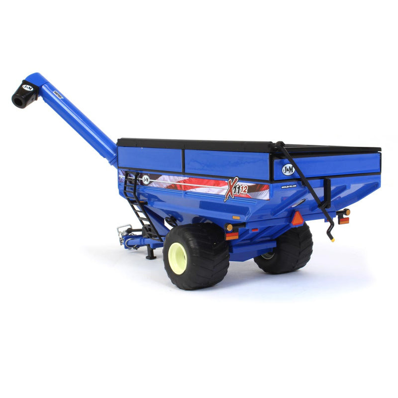 1/64 J&M 1112 Blue Grain Cart with Large Singles and American Flag Decal by SpecCast, Patriotic Farmer Ed.