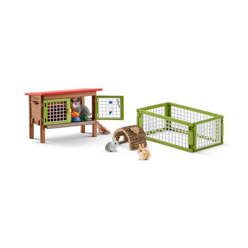 Rabbit Hutch Set with Rabbit, Bunnies, and Accessories by Schleich