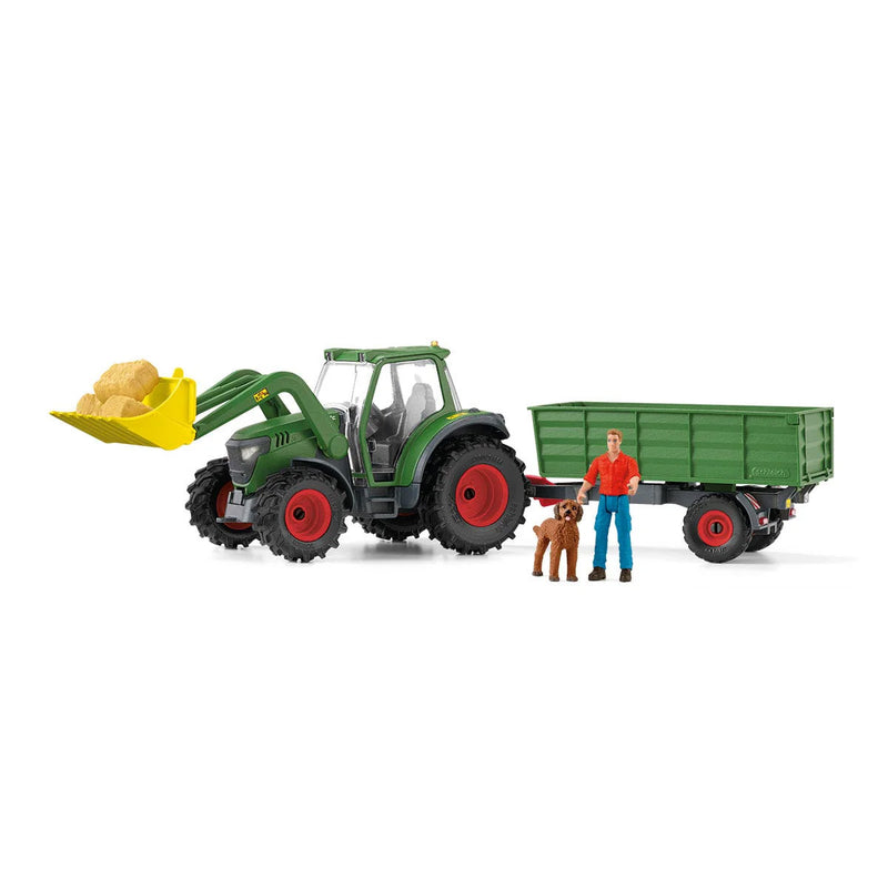 Green Tractor with Loader & Dump Trailer by Schleich