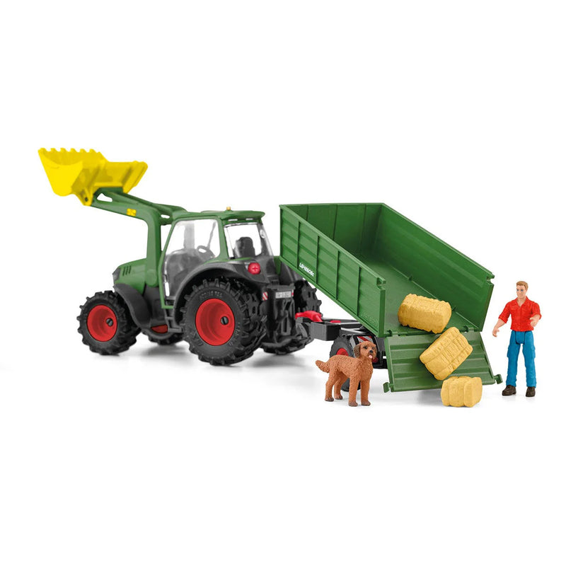 Green Tractor with Loader & Dump Trailer by Schleich