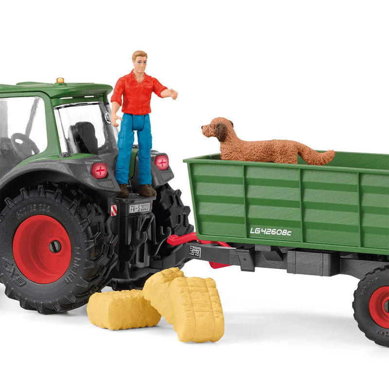 Green Tractor with Loader & Dump Trailer by Schleich